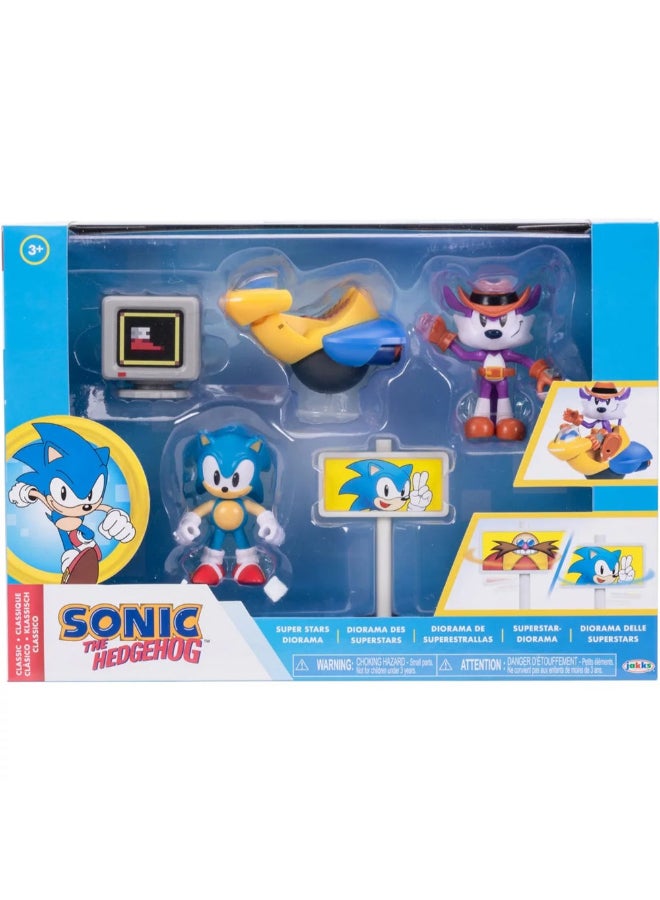 Sonic the Hedgehog Classic Super Stars Sonic vs Fang Action Figure Diorama Playset (6.35 cm, 5 Pieces) - Image 1
